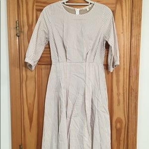 Beige & cream pinstripe dress